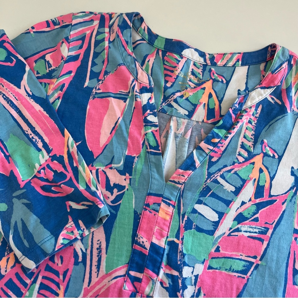 Lilly Pulitzer Ali Dress Out‎ to Sea Shirt Dress Large 3/4 sleeve boats preppy